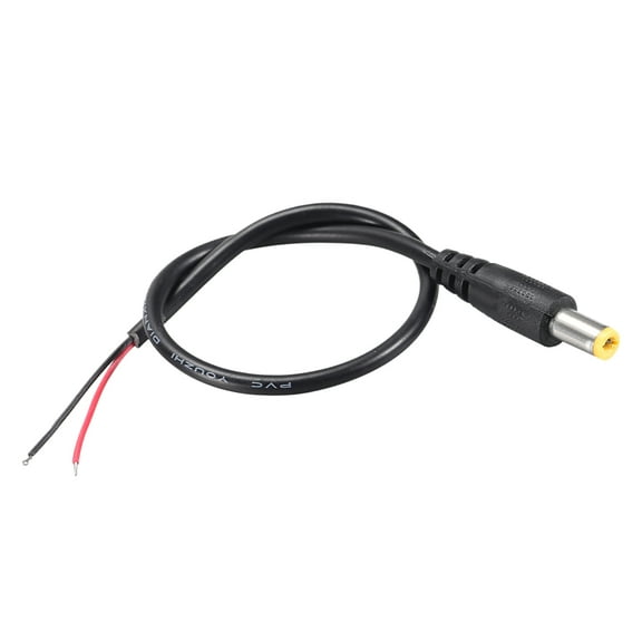 5 Pack DC Power,5.5mm x 2.1mm 2A 28cm Barrel Male Plug Connector Pigtail