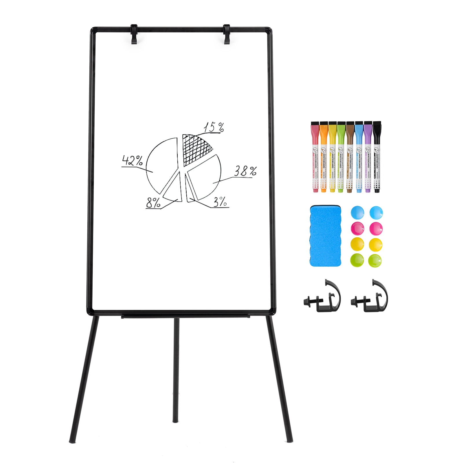 QUEENLINK Easel Whiteboard Magnetic Portable Dry Erase Whiteboard 36 x 24 Tripod Height Adjustable, Flipchart Easel Stand White Board for Office or Teaching at Home & Classroom, Sliver