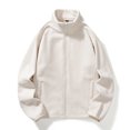 thumbnail image 5 of Men's Lightweight Warm Two-Way Sherpa Jacket, Full-Zip Long-Sleeve Soft Fleece Outerwear for Fall Winter, White, XXXL, 5 of 6