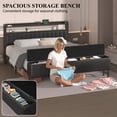 thumbnail image 6 of Bed Frame King Size with Starry Sky Lights and Charging Station, Upholstered Platform Bed with Storage Ottoman, Black, 6 of 9