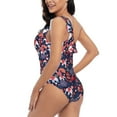 thumbnail image 4 of Salouo Elephants Pattern One Shoulder Ruffled One Piece Swimsuit for Women V Neck Swimwear Tummy Control Bathing Suit-XX-Large, 4 of 6