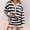 Gray, variant on Womens Striped 2 Piece Short Sets Outfit Long Sleeve Henley Neck Pullover Shirt & Drawstring High Waisted Shorts With Pockets, M