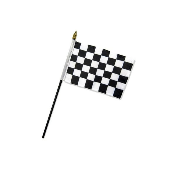 Black & White Checkered 4x6in Stick Flag