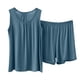 thumbnail image 2 of Conjunto de pijama de dos piezas para mujer, suelto, de verano, con tirantes de color liso, para estar en casa, blusa modal y pantalones, 2 of 7