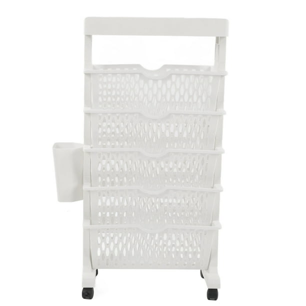 Rolling Office Paper Organizer, 6 Tier Mobile Bookshelf Rolling Book