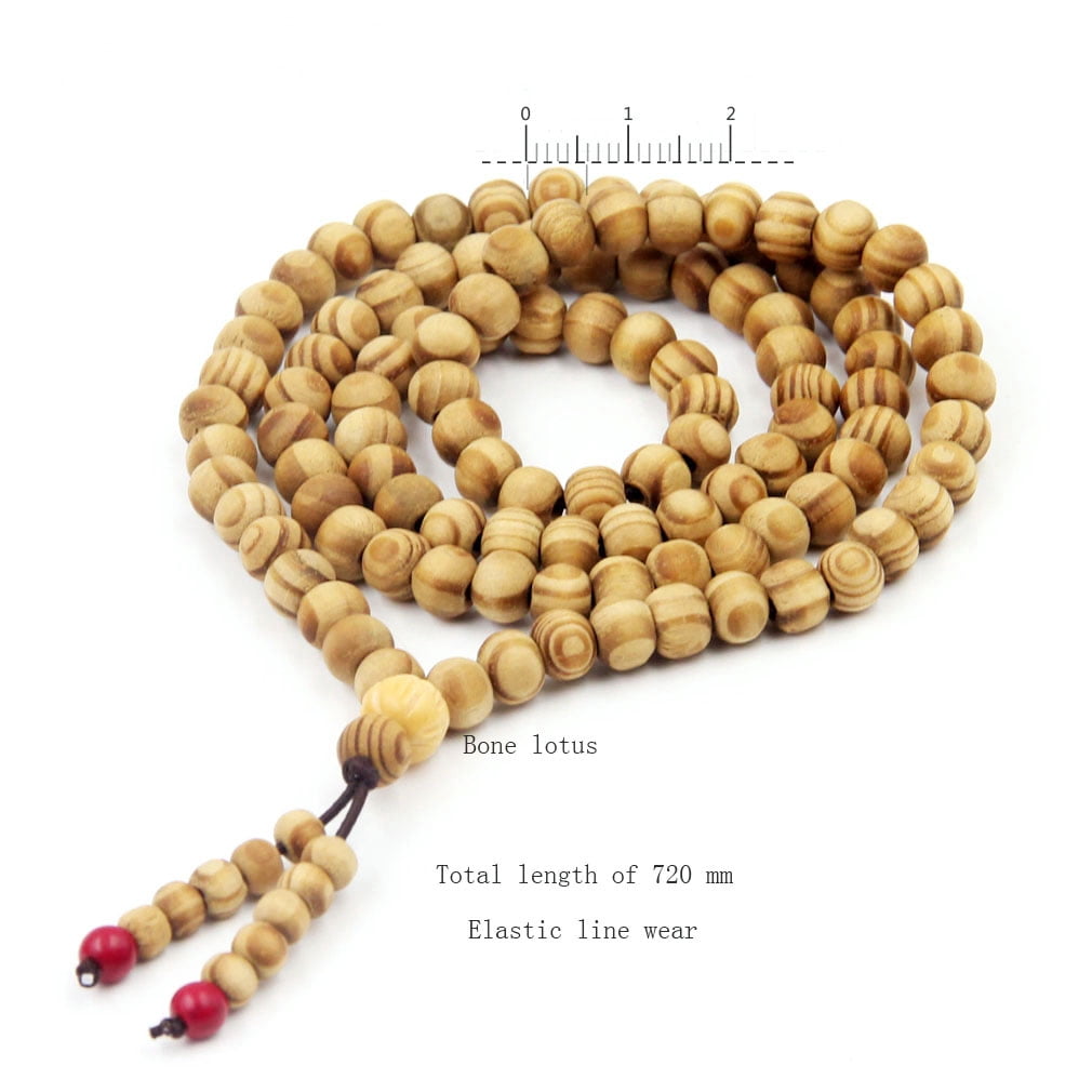 8mm 108 Wood Beads Tibetan Buddhist Prayer Mala Necklace
