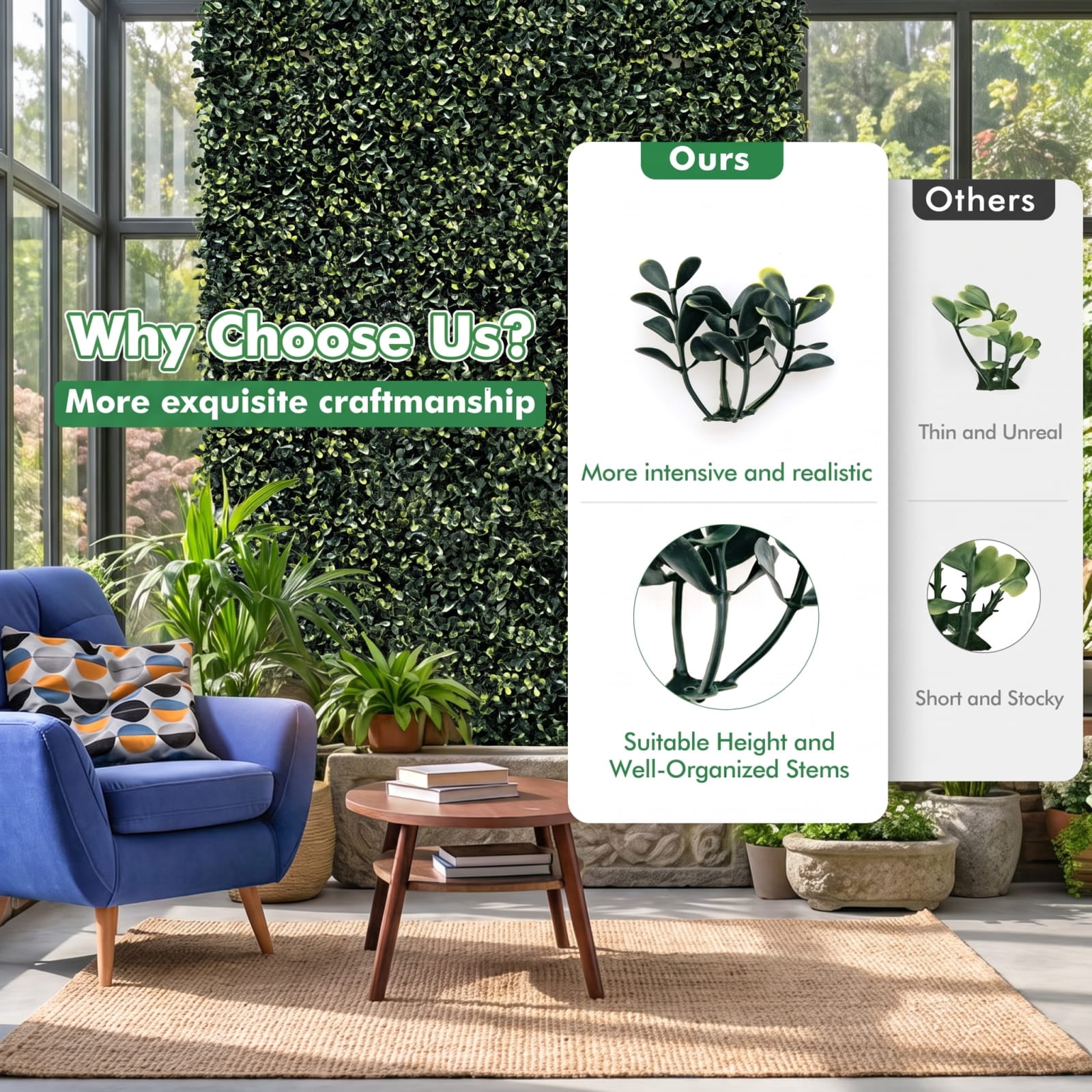 Vebreda Artificial Plant Decor, 12 Pieces Artificial Peanut Leaf Hedges Panels, High-density Peanut Leaf Panel, Long-lasting and Bright Color