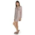 thumbnail image 2 of MeMoi Women's Colorblock Modal Button-Down Nightshirt - Womens - Female (L, Blush-Taupe Heather), 2 of 4