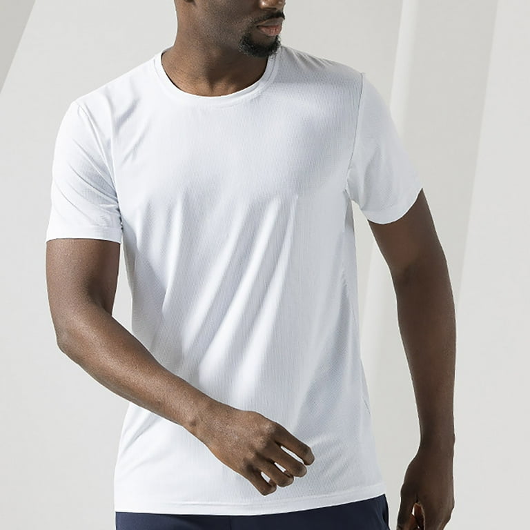 B91xZ Men's Cotton T-shirt Plain Basic Scoop Neck Short Sleeve T-Shirt  Tee,White XXL