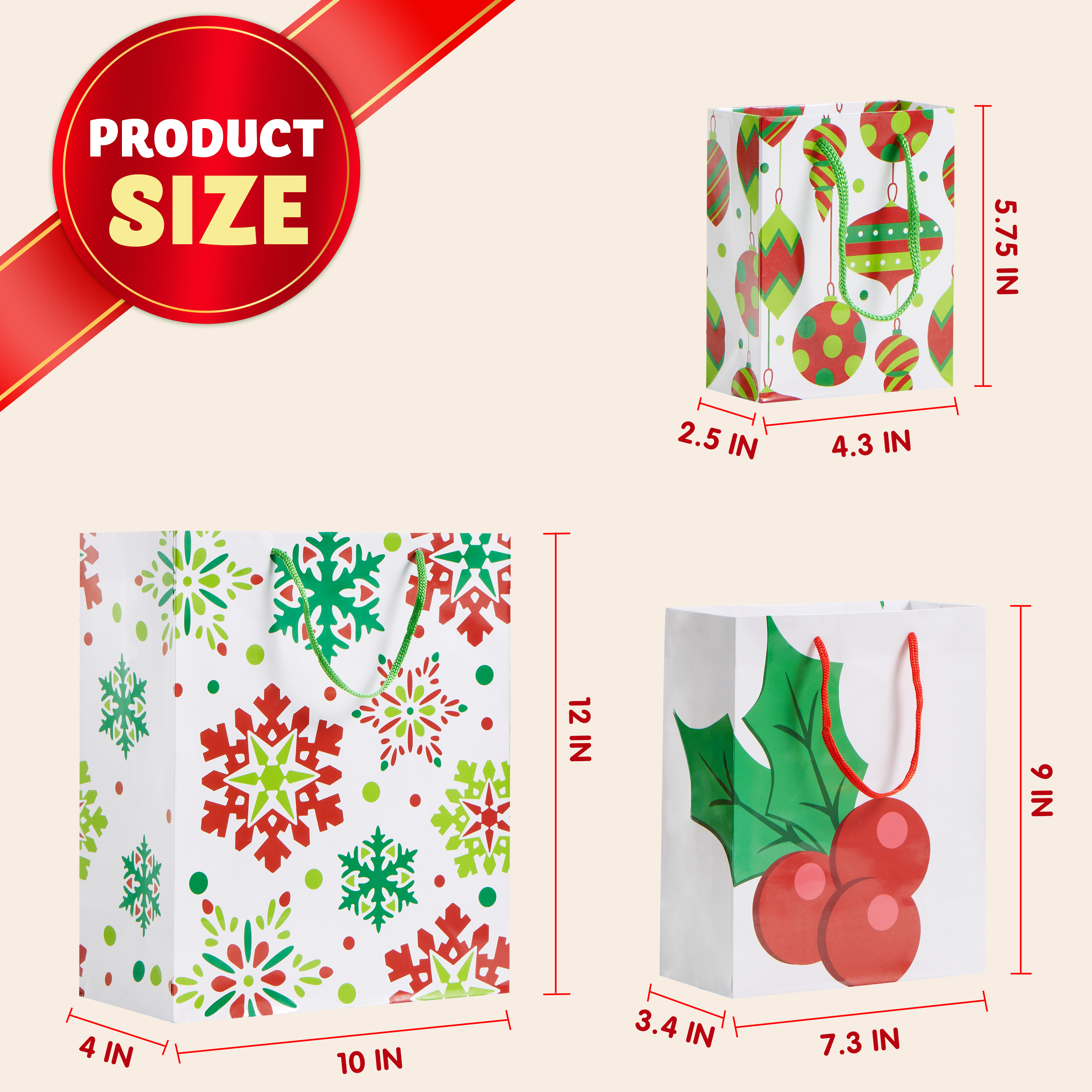 Joyfy 20-Piece Christmas Goody Gift Bags with Handles, Assorted Sizes photo 4