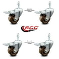 thumbnail image 2 of 3 Inch High Temp Phenolic Swivel 3/8 Inch Stem Caster Set with Total Lock Brake, 2 of 2