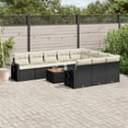 thumbnail image 1 of vidaXL 11 Piece Garden Sofa Set with Cushions Black Poly Rattan, 1 of 5