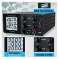 thumbnail image 4 of Adjustable DC Power Supply 30V 10A LCD Screen Protect Eyes USB Digital Lab Bench Voltage Regulator Switch ,Safe Reliable to Use, 4 of 6