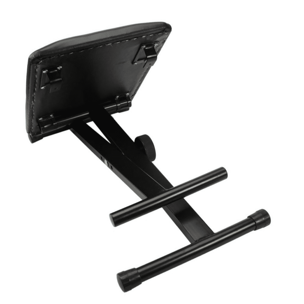 Hassch 15.7"W Folding Piano Stool, 16.5-19.6in Height-Adjustable Padded Seat with Sturdy Iron Frame, X-Style & Non-Skid Design, Black