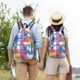 thumbnail image 6 of Casual Canvas Backpack Without Interlayer Large Capacity Stick Bag Design For Outdoor Shopping Office Outdoor Sports Aliceblue Colorful Houndstooth Hand-Drawn Sketch_2 Small, 6 of 7
