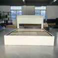 thumbnail image 4 of Bingirl Full LED Bed Frame with 4 Storage Drawers and Storage Headboard: Charging Station and USB Ports, Solid Wood Slats Support, No Box Spring Needed (Cream), 4 of 6