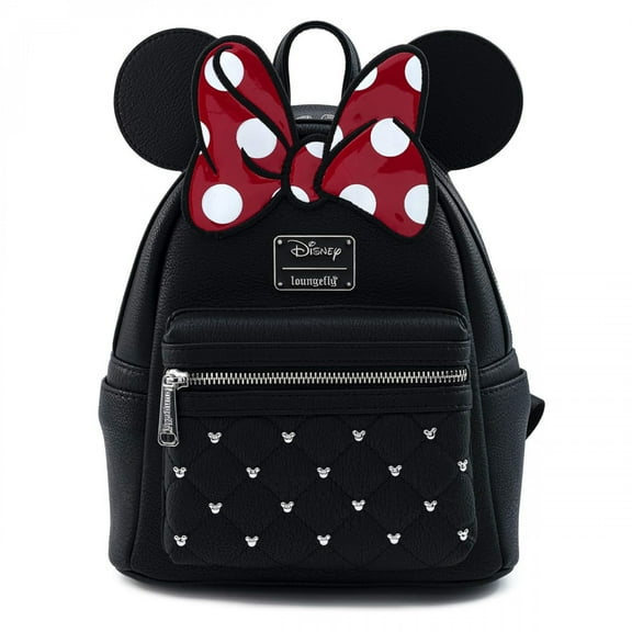 Disney Minnie Mouse Red Bow Ears Mickey Studded Mini Backpack Purse