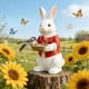 thumbnail image 4 of Comedero para pájaros de resina para jardín, patio, decoración de conejito de Pascua, para exteriores, 4 of 6