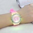 thumbnail image 3 of Correa de Silicona, Movimiento de Cuarzo, Reloj de Mujer Con Luz Trasera de 7 Colores Y Decoración de Diamantes de Imitación, Hebilla Ajustable, Para Uso Diario, 3 of 7
