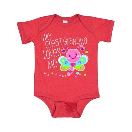 

Inktastic My Great Grandma Loves Me- Cute Dragonfly Gift Baby Boy or Baby Girl Bodysuit