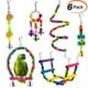 thumbnail image 1 of Juego de 6 columpios de madera para loros y pájaros, con campana colgante y hamaca, escaleras de escalada y jaulas de colores para pájaros., 1 of 5