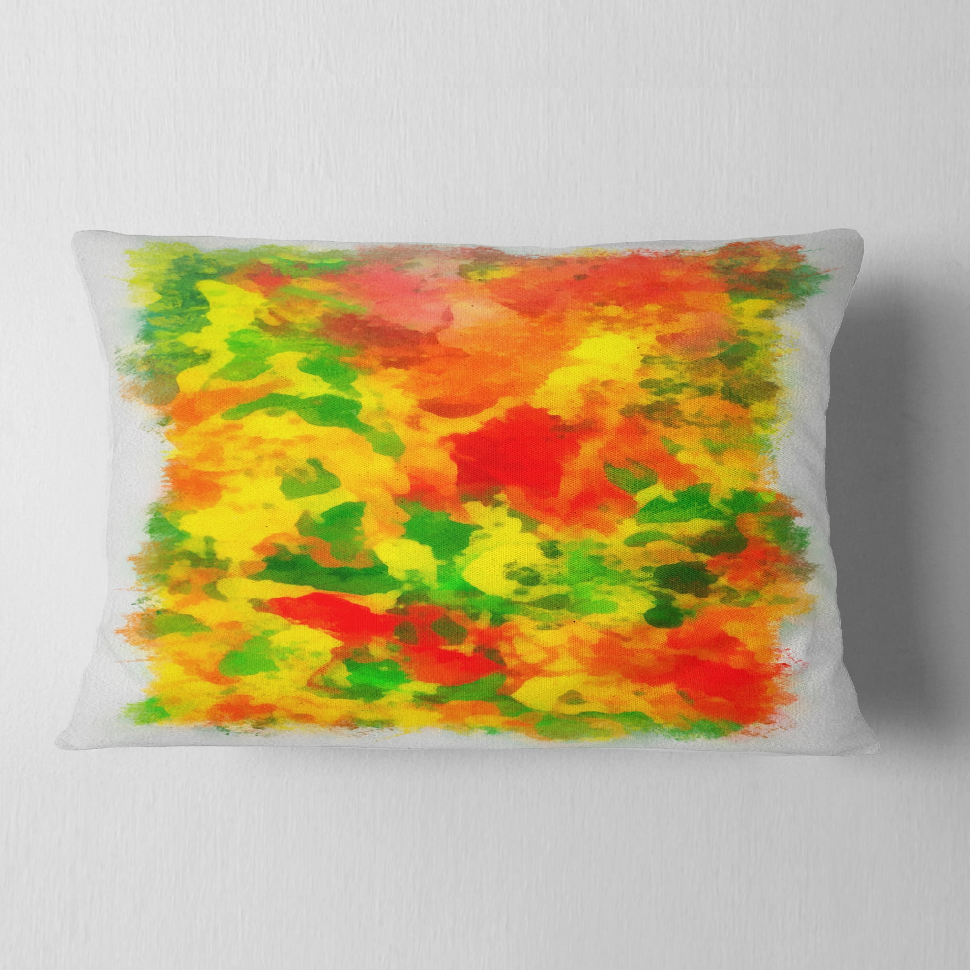Designart Colorful Hand drawn Floral Background - Flower Throw Pillow - 12x20