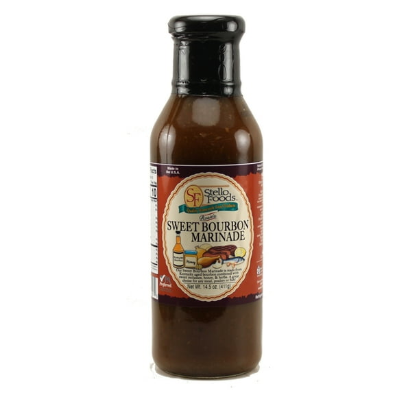 Stello Foods - Rosie's Sweet Bourbon Marinade 14.5 oz, Low Calories, Fat Free, Cholesterol Free, Low Sodium, Vegetarian, Vegan