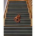 thumbnail image 2 of Retro Stripes Stair Treads Non Slip for Steps Beige Black Army Green Striped Vintage 15 Pcs Reusable Adhesive Stair Runner Mats for Dogs Elders Carpet Treads Rugs for Staircase 8x30 In, 2 of 7