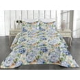 thumbnail image 2 of Ambesonne Floral Quilted Bedspread Set 3 Pcs, Blurry Abstract Autumn Bloom, Twin, Ceil Blue Amber and Green, 2 of 4