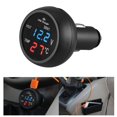 thumbnail image 1 of Voltímetro digital LED para coche 3 en 1 de 12/24 V + termómetro + cargador USB (azul) Sywqhk Accesorios para autos y motos, 1 of 8