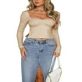 thumbnail image 1 of Solid Slit Crop Top Streetwear for Women, 1 of 7