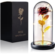 Qoosea Mothers Day Gifts for Mom, Rose Flower Gifts For Women, Forever Rose In Plastic Dome Valentines Day Gifts For Her, Anniversary Birthday Gifts, Room Decor Red
