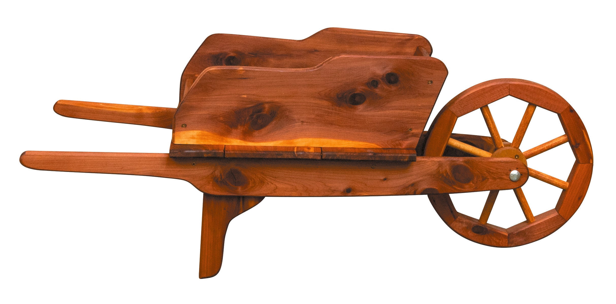 Rustic Cedar Decorative Wheelbarrow Planter – Amish Handcrafted Wooden Garden Wheelbarrow for Flowers