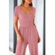 thumbnail image 5 of Mono Enterizo PRETTYGARDEN Mujer Cuello Cuadrado Pierna Ancha Rosa Polvoriento XS, 5 of 8