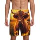 thumbnail image 1 of Balery Vintage Sunflower Cow A Pantalones cortos de pijama de punto de algodón para hombre con cinturilla y bolsillos-3X-Large, 1 of 6