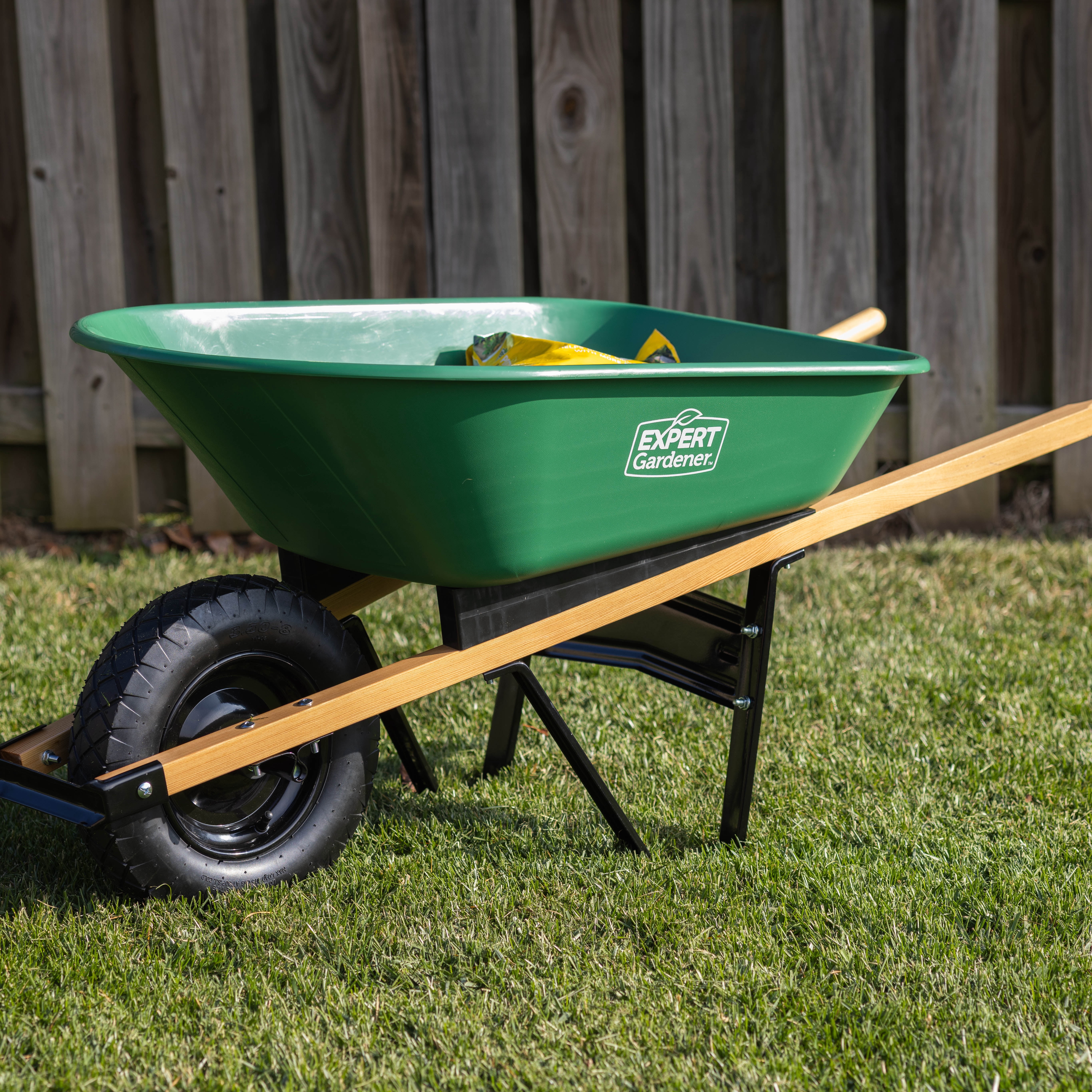 Expert Gardener 4 Cubic ft Poly Tray Wheelbarrow, 250 lb Load Rating