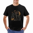 thumbnail image 2 of Wearing a hat and cat T-shirt Mom Halloween T-Shirts Fall Shirts Vintage Halloween tees Slim Fit, 2 of 5