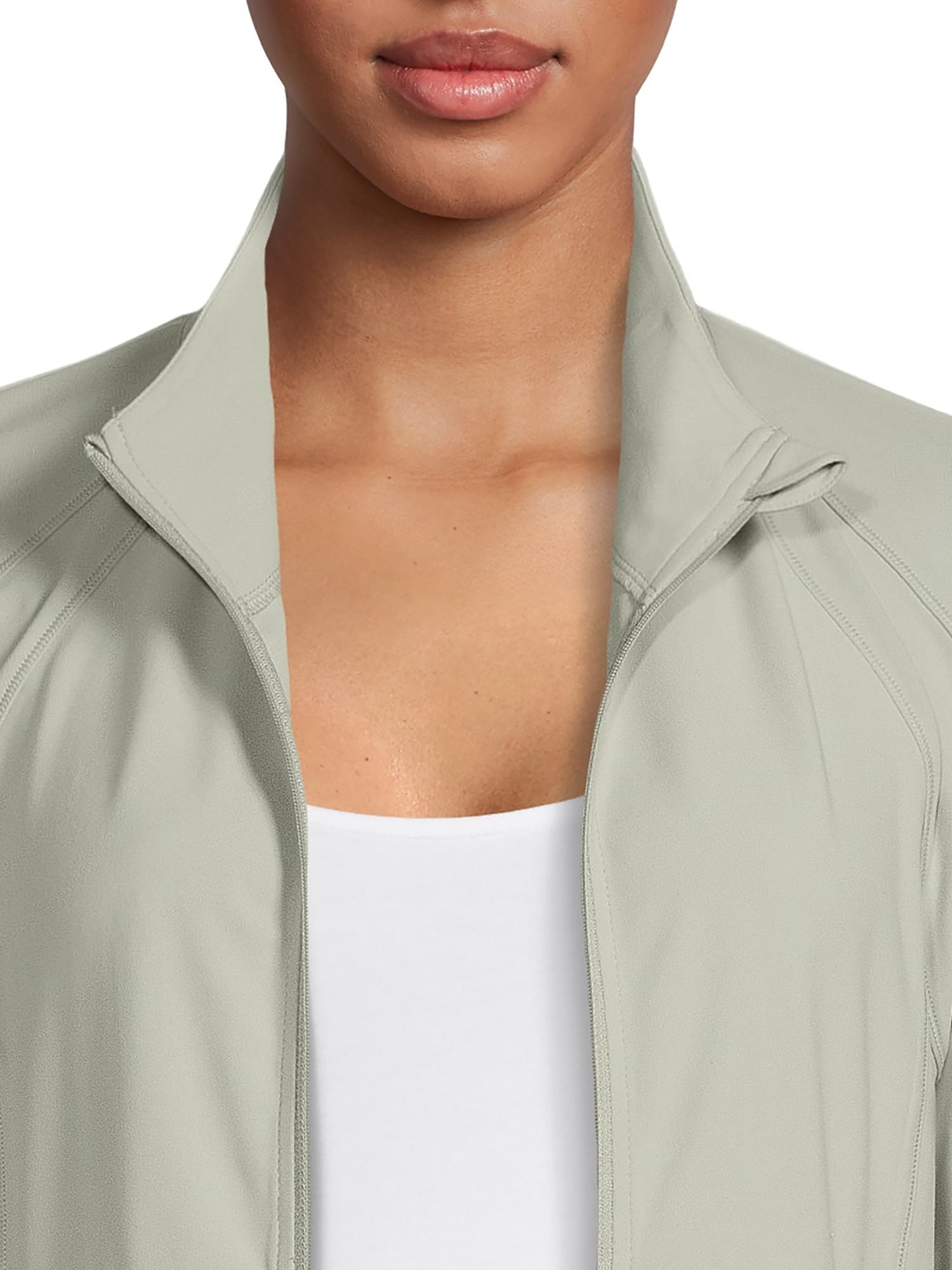 Avia Women's Active Full Zip Long Sleeve Jacket with Thumbholes and Sport Watch Opening