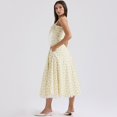 thumbnail image 2 of Women's Pink Floral Lace Trim Spaghetti Strap Midi Dress Sweetheart Corset Waist A‑Line Vintage Party Wedding Guest Dress, 2 of 7