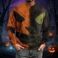 thumbnail image 2 of Fabrcox S-5XL Halloween Men's Shirts Spooky Pumpkin Face Patchwork Crew Neck Sweatshirt for Mens Funny Fall Waffle Big and Tall Pullover XXXL, 2 of 7
