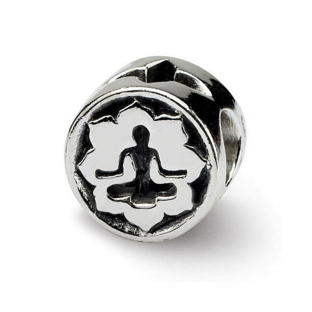 Perles de Réflexion QRS332 Perle de Lotus de Yoga en Argent Sterling - Antiqued