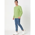thumbnail image 4 of Sudadera de cuello redondo de color sólido de manga larga de ajuste regular básico informal para hombre Verde M, 4 of 6