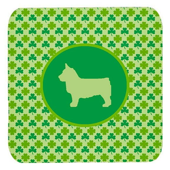Swedish Vallhund Lucky Shamrock Foam Coasters, Set Of 4
