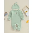 thumbnail image 2 of Bagilaanoe Newborn Baby Girl Boys Fall Jumpsuit Long Sleeve Bodysuit + Hat 3M 6M 9M 12M 18M 24M Infant Fall One Piece Romper, 2 of 9