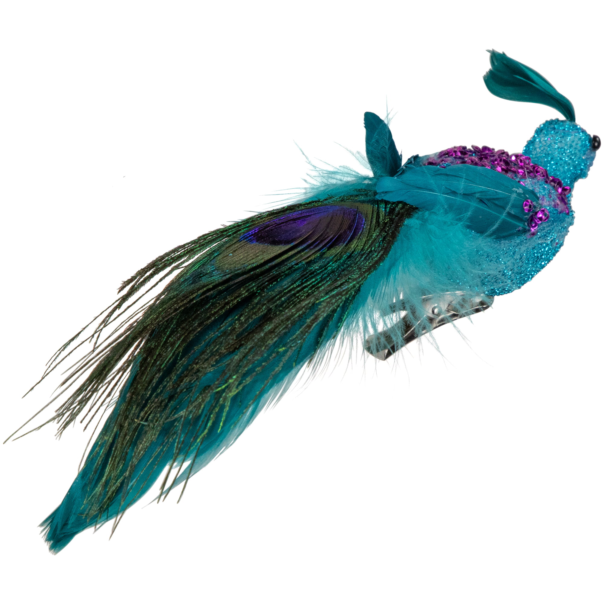 Northlight 14.75 in. Glittered Blue and Green Peacock Christmas