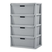 Sterilite Wide 4 Drawer Cross-Weave Tower Cement
