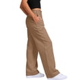thumbnail image 6 of VBVC Women's Cotton-Linen Dress Pants,High Waisted Buttoned Work Trousers For Women,Ladies Summer Wide Leg Business Pants with Pockets,Khaki,S-2XL, 6 of 7