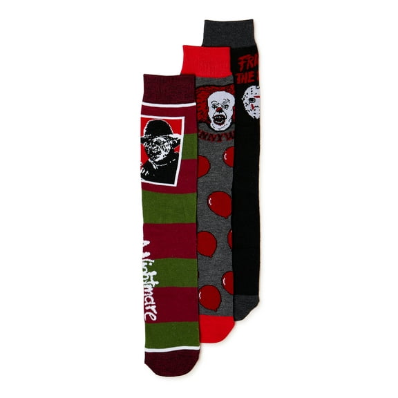 Horror Movie Character Men's Crew Socks, 3-Pack