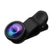 thumbnail image 1 of Hemobllo 1 juego universal de lentes de cámara 3 en 1 lente gran angular lente macro lente ojo de pez clip compatible para iPhone (negro), 1 of 5