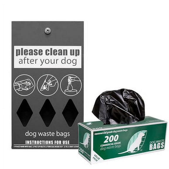 Standard Starter Dog Waste Station / Roll Bag System (Matte Black)